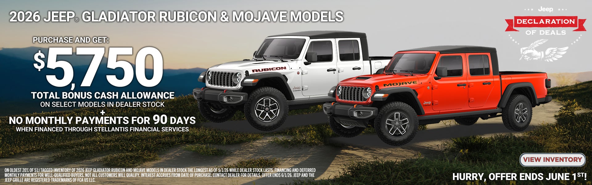 2026 JEEP® GLADIATOR RUBICON & MOJAVE MODELS