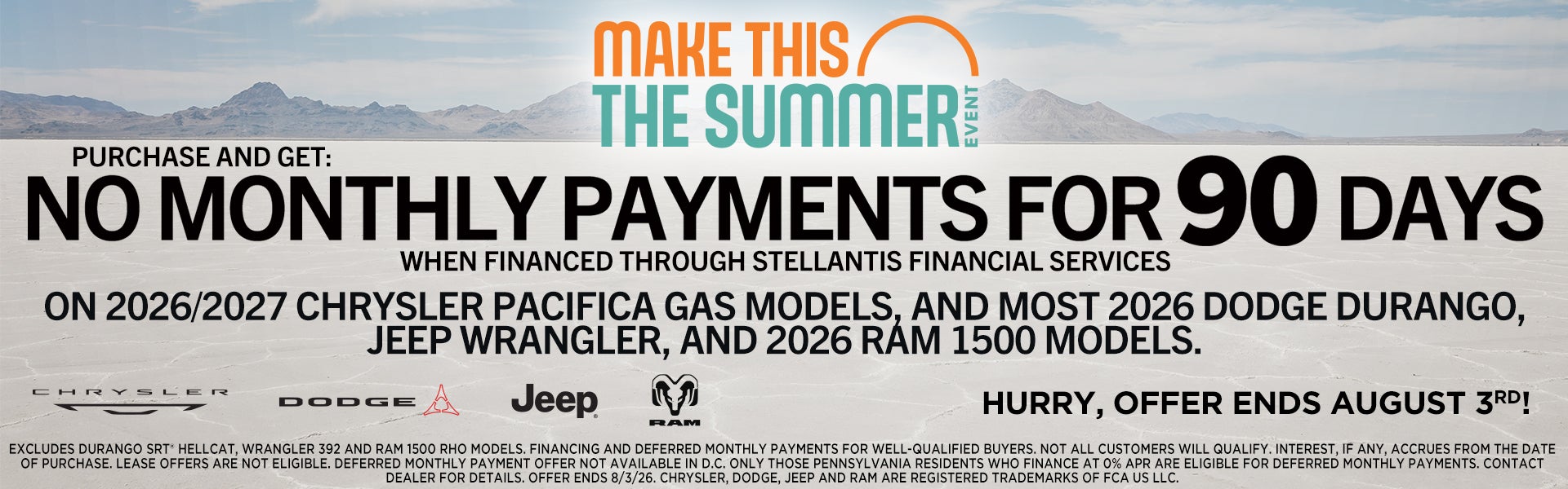 No Monthly Payments for 90 Days !