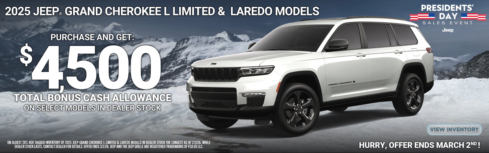 2025 Grand Cherokee L Limited & Loredo Bonus Cash