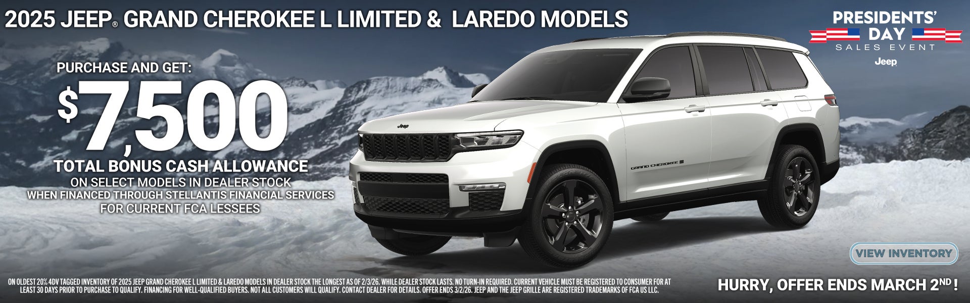 2025 Grand Cherokee L Limited & Loredo Bonus Cash